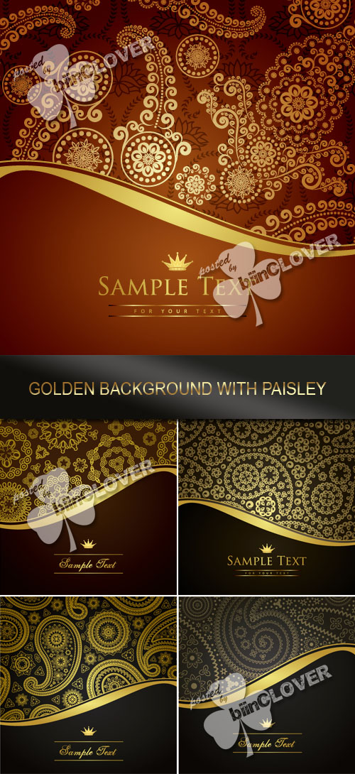 Golden background with paisley 0156