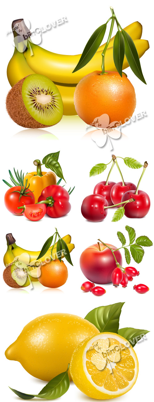 Realistic fresh fruits and vegetables 0156