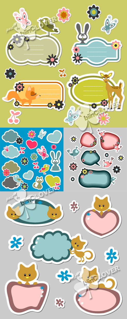 Cartoon animals stickers set 0156
