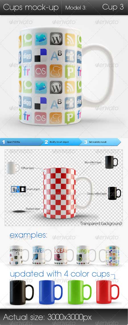 Graphicriver - Cups Mock - up Model3 Cup3 Photoshop