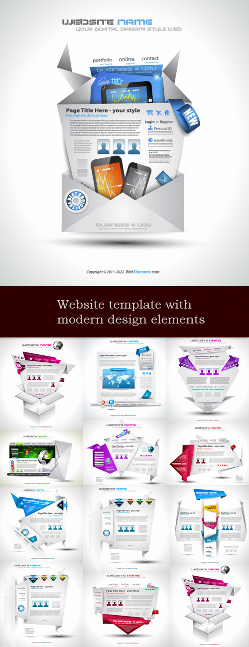 Website template with modern design element