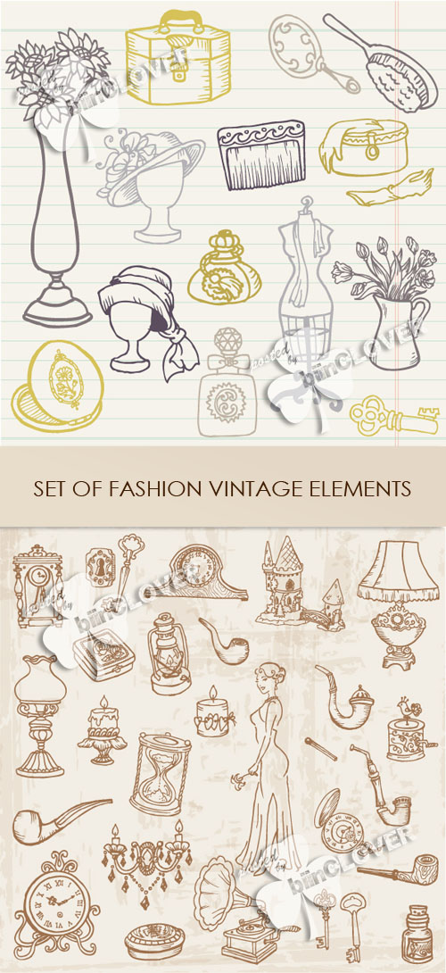 Set of fashion vintage elements 0162