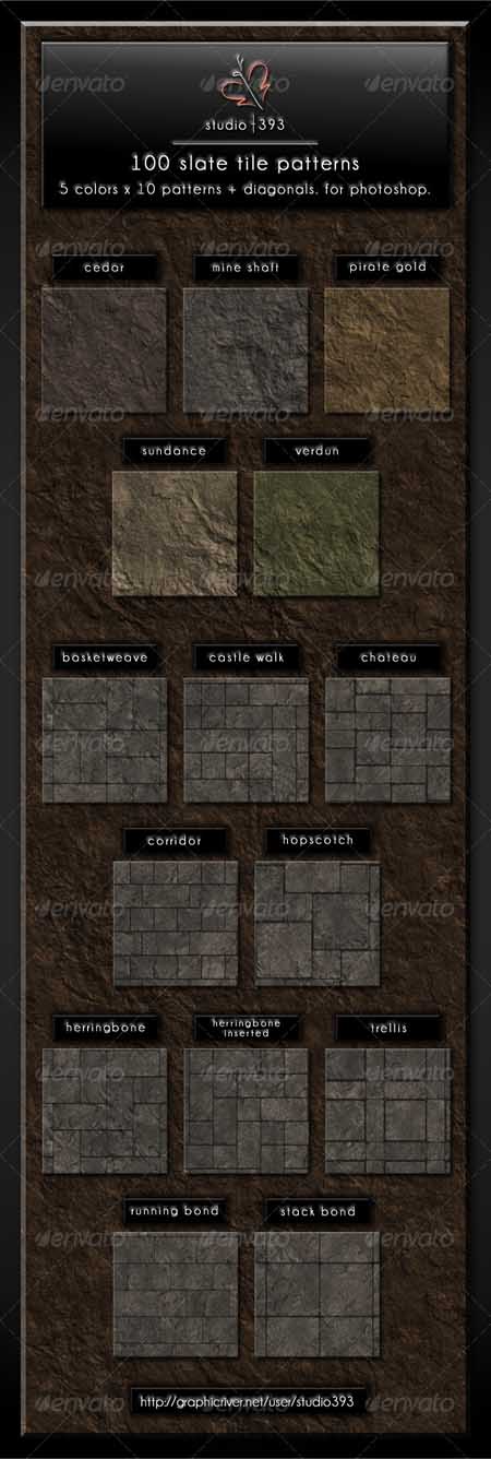 Graphicriver - 100 (5x10x2) Slate Paving Tile Patterns Template Photoshop