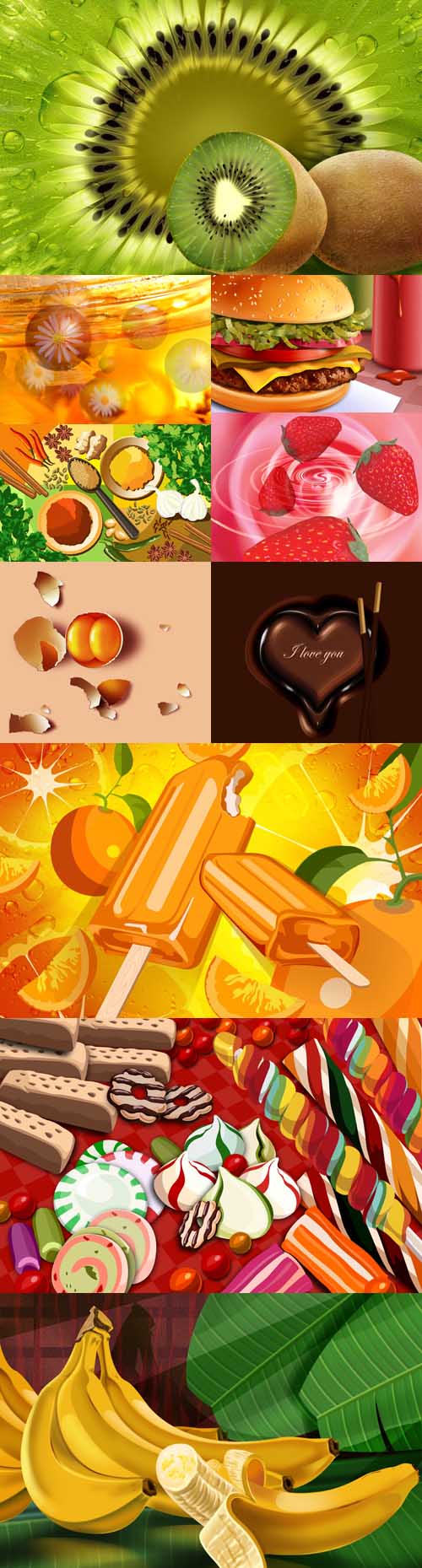 Collection of fruits and sweets Psd Sources for Photoshop